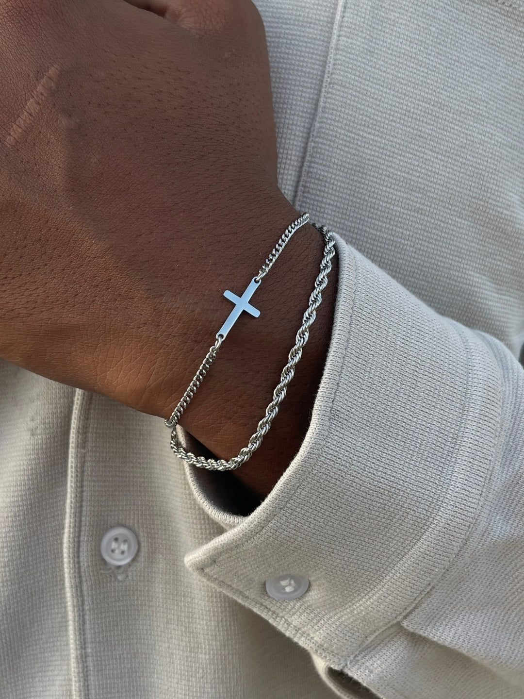 CONJUNTO CROSS X ROPE 3MM | Prata