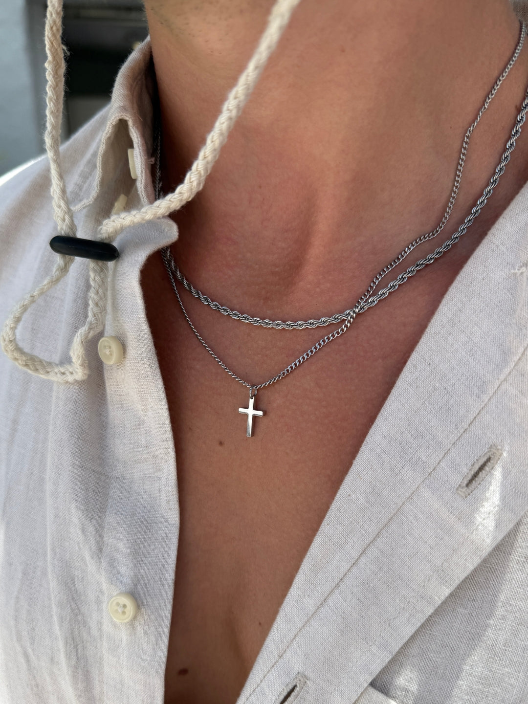 CONJUNTO CROSS X ROPE 3MM | Prata